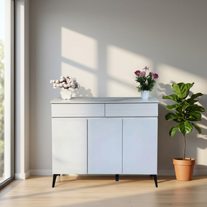 Meuble à chaussures autoportant moderne, console de rangement, couleur blanche, design minimaliste, meubles de salon - Product Image 2