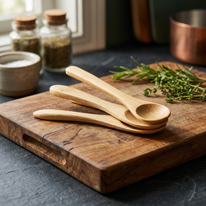 Cuillères à épices et condiments en bois graduées, design coréen, écologiques, faites à la main par REHMAN CRAFT, capacité de 10 ml, vaisselle durable - Product Image 2