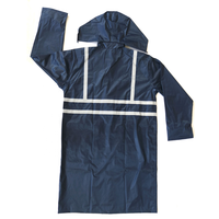 Robe longue à capuche bleu marine imperméable coupe-vent en polyester PVC pour adulte, imperméable de sécurité haute visibilité réfléchissant avec logo personnalisé