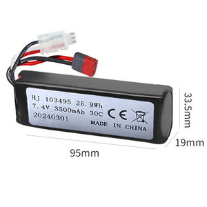 Bateria Recarregável Li-Ion 7.4V 3500mAh Direto da Fábrica 103495 Película Preta para Carros e Caminhões Elétricos Infantis - Product Image 1
