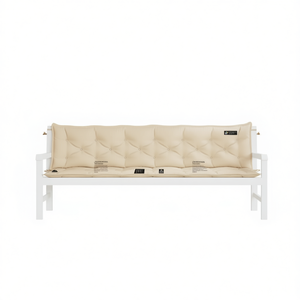 Coussins de banc d'extérieur en tissu Oxford beige, 100% polyester, matelassés, rectangulaires, amovibles, lavables, toutes saisons - Product Image 1