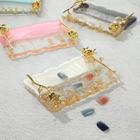 Rectangle Rétro Cristal Résine Nail Palette Manucure Pratique Nail Tools Couleur Peinture Gel Nail Palette