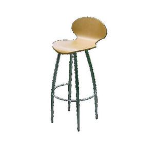 Sgabello da bar cromato, con seduta in faggio a conchiglia - Product Image 1