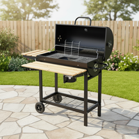 Barbecue fumoir de luxe en acier de 42 cm pour extérieur, avec étagère à bois, multifonctionnel, à roues, pour patio familial