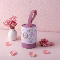 Boîte cadeau cylindrique en papier imprimé sur mesure avec poignée, emballage rond en carton pour dragées de mariage, bonbons, chocolats, bijoux