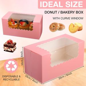 Cajas para Panaderí<span class=keywords><strong>a</strong></span> con Ventana, Cajas para Galletas, Contenedor para Bizcochos de Calabaza, Caja para Donuts, Empaque Seguro para Pasteles y Bizcochos, Color Rosa - Product Image 2
