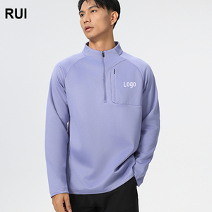 Ruiquwin เสื้อแขนยาวแห้งเร็วสำหรับผู้ชายใส่ออกกำลังกายมีซิปมีกระเป๋า - Product Image 1