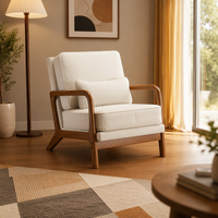 MULIGNA Fauteuil de détente en bois massif, style nordique moderne et minimaliste, pour chambre, balcon, salon, petit appartement, fauteuil individuel paresseux
