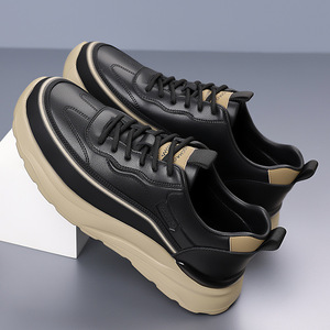 Zapatillas Deportivas Negras de Malla con Cordones, Punta Acolchada, Suela de Goma, Entresuela de EVA, Forro de Malla, para Todas las Estaciones, con Aumento de Altura - Product Image 4