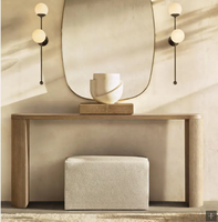 Console étroite traditionnelle en chêne massif pour salon, couloir, hôtel et salle à manger - Meuble artisanal écologique pour la maison