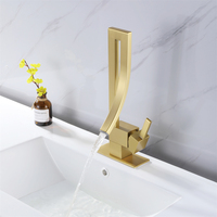 Robinet de salle de bain noir mat au design spécial, fabriqué en Chine, mitigeur de lavabo en laiton à poser, eau chaude et froide