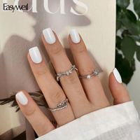 Easywell 30 pièces Faux ongles à presser Jia Zhi Mu de haute qualité, en gel acrylique, courts, carrés, solides, avec colle, pour filles, vente en gros