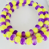 Câble de charge perlé jaune et violet style bijoux mignon, câble de synchronisation de données 2.4A, bracelet perlé tendance, câble de charge portable