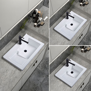Above Counter <b>Mounted</b> Wash Clothes Basin Bathroom Ceramic Lavatory White Laundry Sinks 13010PW Wash Clothes Basin 13010PW 13010P - Product Image 4