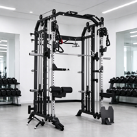 Machine Smith multifonctionnelle avec cage de musculation intégrée, crossover par câble, lat pulldown, développateur de jambes, structure en acier massif pour salle de sport