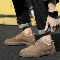 Mocassini Casual da Uomo in Pelle Scamosciata di Suino con Lacci, Scarpe da Lavoro con Tacco Basso, Colore Unico, Traspiranti, con Rialzo Interno