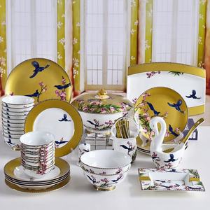 Service de table en céramique, ensemble de bols et d'assiettes en porcelaine fine, 60 pièces, style européen haut de gamme, peint à la main - Product Image 2