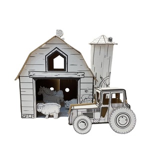 Puzzle 3D personnalisé en usine, <span class=keywords><strong>à</strong></span> <span class=keywords><strong>peindre</strong></span>, <span class=keywords><strong>à</strong></span> assembler, en carton, jouet fait main, modèle de maisonnette <span class=keywords><strong>à</strong></span> colorier DIY BF30006 - Product Image 5