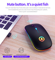 GAZ-M02 Original Triangle LOGO Mouse Gaming Ultra-Tipis Baterai Isi Ulang 2.4Ghz Optik LED RGB Backlit Mini USB Nirkabel