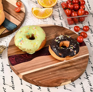 Planche à découper ronde bleue en résine Planche à découper de cuisine Planche de préparation alimentaire - Product Image 2