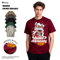 Chemise à manches courtes respirante et écologique personnalisée pour homme Shinesia, style Geely Lion Dance Hip Hop, coupe classique, 100% coton, vierge
