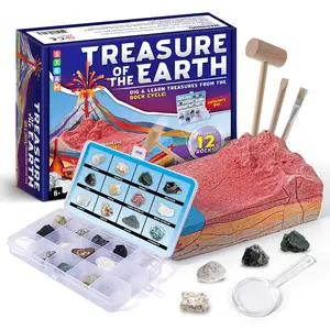 Professionnel personnalisé éducatif fait à la main bricolage creuser jouet Valcano Rock archéologie Kit d'excavation boîte aveugle jouet avec Logo