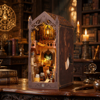 Kit de maison miniature DIY Hamaileon Study Magic Library avec fumée magique, cathédrale gothique, kit de bibliothèque en bois 3D avec lumière LED