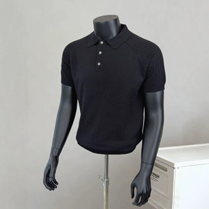 Knitted Polo Shirt Men's Short Sleeve Gray Turn-<b>Down</b> Collar Loose Fit Business Casual Wear Summer 2026 New Arrival - Product Image 4
