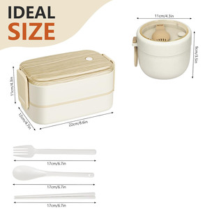 Design Dual-Tier BPA Free Eco-Friendly Plastic Food Grade Microwavable Stackable Leak-Proof Heatable Lunch <b>Box</b> Set - Product Image 2