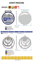 Médaille en métal poli personnalisée HyperCrafts pour la course à pied de 5 km, 10 km, demi-marathon, récompense rotative avec ruban imprimé UV