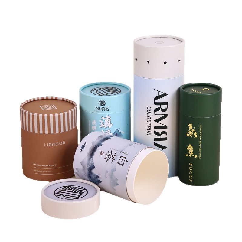 Customized Recyclable Paper Tube Perfume Packaging Four-Color Printed Tea Can & Round Box Cosmetic Packaging with OEM Service