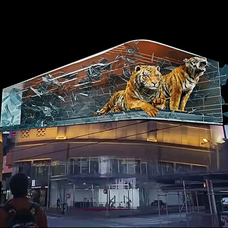 Écran mural vidéo extérieur polychrome Publicité immersive interactive 3D à œil nu Affichage LED 3D