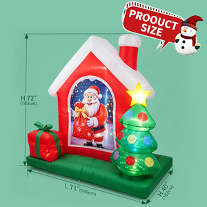 Décoration de Noël gonflable en forme de maison, décoration de Noël, maison du Père Noël avec lumières LED intégrées et souffleur pour fête en plein air - Product Image 2