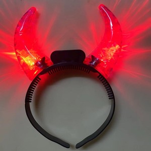 Serre-tête Cornes de Diable Nouveau Style en Promotion Grandes Cornes de Diable Rouges Lumineuses Scintillantes pour Déguisement d'Halloween Bandeau Fantaisie Cosplay - Product Image 2