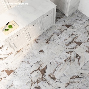 Century Mosaic Bazzila Natural <span class=keywords><strong>Stone</strong></span> lucido bianco marrone vene piastrelle Mable bagno cucina parete e pavimento - Product Image 1