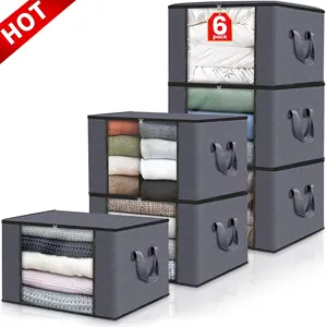 Cotton Linen quần áo lớn Organizer ráp gấp giường dày thoáng khí vải underbed lưu trữ hộp túi