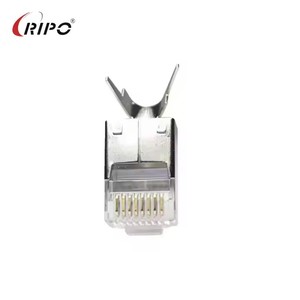 EZ Pass Through RJ45 Connector 8P8C Cat5e Cat6 Crystal Head Easy Crimp Gold Plated <b>Ethernet</b> Cable Modular <b>Plug</b> High Quality - Product Image 1