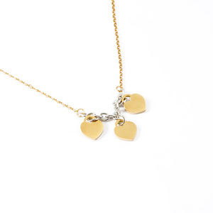 Nuevo collar de 3 corazones esmaltados de acero inoxidable, Collar corto para mujer, pulido de espejo de acero de titanio, nombres de familia personalizados - Product Image 3