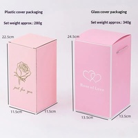 Cadeau créatif de Noël et de la Saint-Valentin, bouquet de roses et de carnations conservées sous cloche en verre, lumières LED, parfait pour le bureau