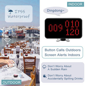KOQI Sistema de botón de llamada de <span class=keywords><strong>camarero</strong></span> inalámbrico 1 receptor de host 5 o 10 timbre impermeable timbre CALL BILL CANCEL para restaurante café - Product Image 2