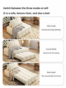 Sofá <span class=keywords><strong>Cama</strong></span> Japonés Individual Moderno, <span class=keywords><strong>Convertible</strong></span>, Color Crema, Plegable Telescópico, con Esponja de Látex y Tela, para Sala de Estar, Balcón, Villa - Product Image 3