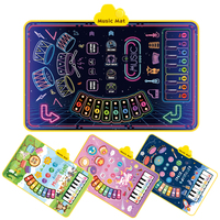 Tapis de jeu musical 3-en-1 pour tout-petits, instrument de musique électronique tactile pour enfants, piano et batterie