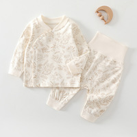 [Penutup Kancing di Bagian Kaki] Set Pakaian Dalam Bayi Katun Murni Musim Semi/Gugur Motif Kartun Lucu, Menyerap Keringat, Tanpa Jahitan, Kancing Samping, Melindungi