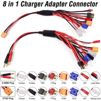 Adaptateur de chargeur RC multifonction 8-en-1, cordon XT60 4,0 mm, Tamiya Futaba TRX Deans EC3 JST, pour voiture RC