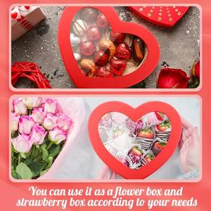 Gift Box Window PVC Letter Heart Shaped Flower <strong>Boxes</strong> with Lids Florist Double Layer Gift <strong>Paper</strong> <strong>Mache</strong> Box for Valentine's Day - Product Image 2