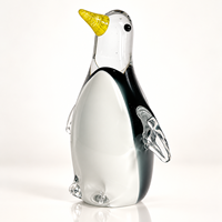 Figurine de pingouin en verre soufflé artisanal, sculpture d'oiseau noir et blanc pour la décoration de table et de la maison