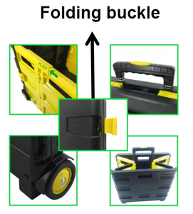 <span class=keywords><strong>Acheter</strong></span> supermarché pliant portable 2 roues muettes tout en plastique chariot à provisions chariot sur roues pour l'épicerie avec logo personnalisé/couleur - Product Image 3