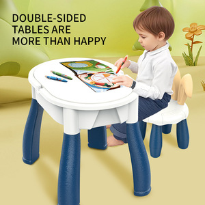 Mainan anak-anak plastik blok bangunan partikel besar permainan multifungsi meja belajar 3 dirakit hadiah Puzzle kecerdasan - Product Image 3