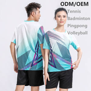制造商OEM ODM定制3XS-5XL网球羽毛球<span class=keywords><strong>2</strong></span>件套短袖衬衫短裤宽松透气运动运动服 - Product Image 1