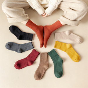 Women Thermal <b>Socks</b> Cotton Solid Color Mid-Calf Warm <b>Winter</b> <b>Socks</b> For Women Youth And Middle Aged - Product Image 1